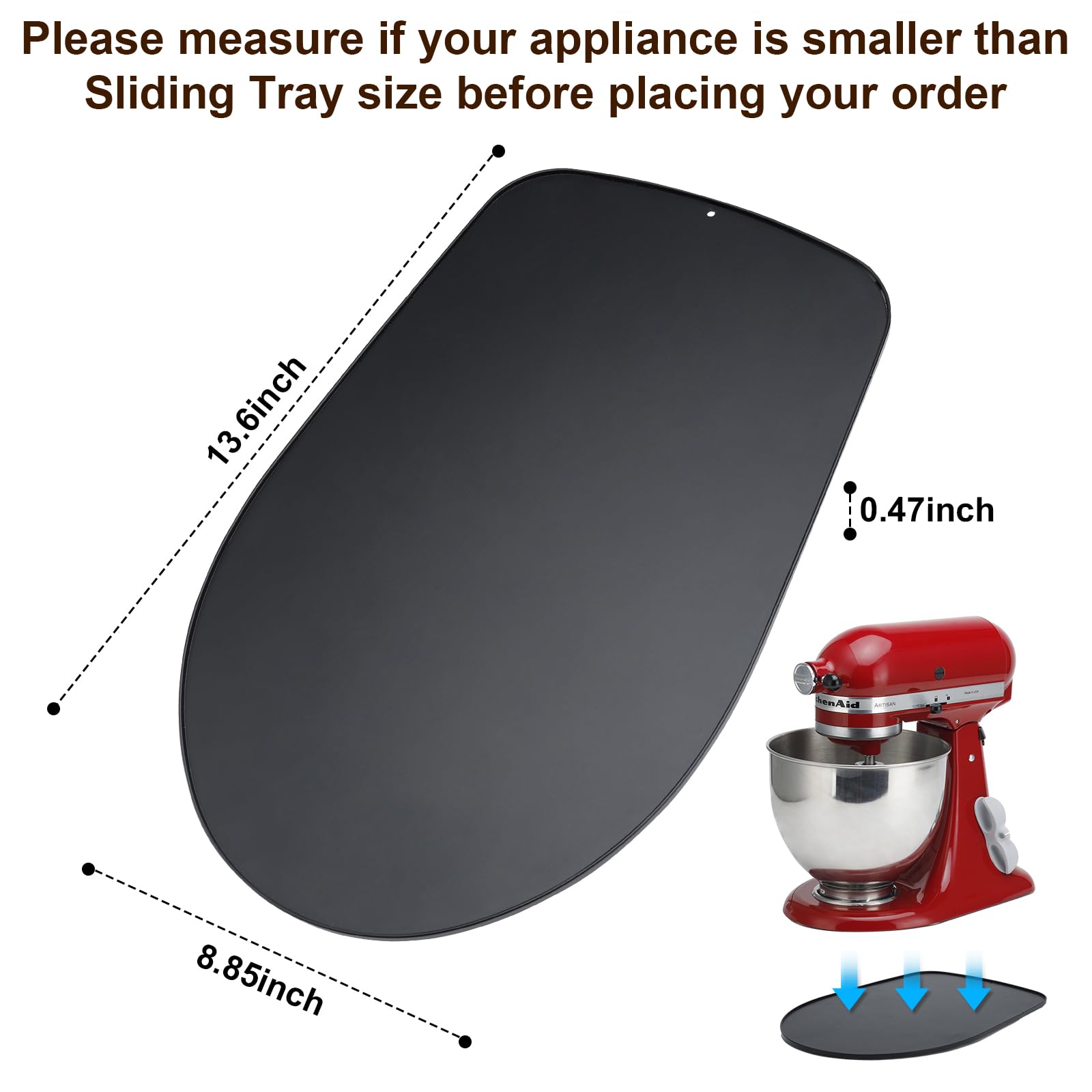 Metal Sliding Mat for KitchenAid Stand Mixer, 4.5-5 Qt, Slide Tray for Tilt-Head Mixer