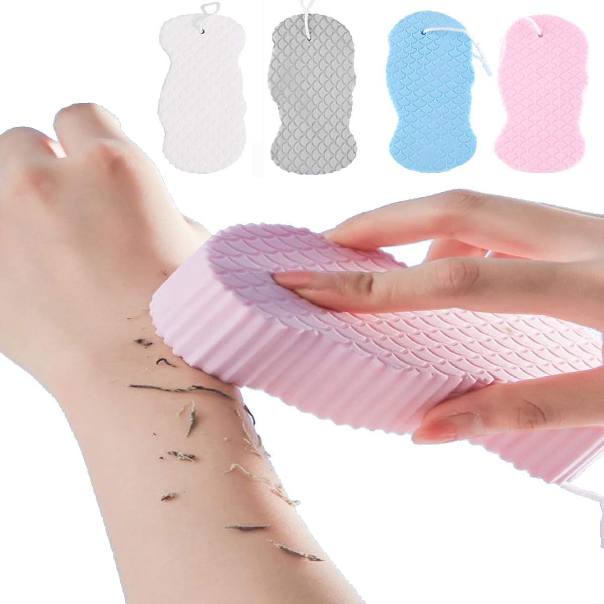 Photo 1 of 4 PCS Magic Exfoliating Bath Sponge,3D Super Soft Exfoliating Bath Sponge,Remover Dead Skin for Adults and Women,Reusable (Blue+Pink+Gray+White)