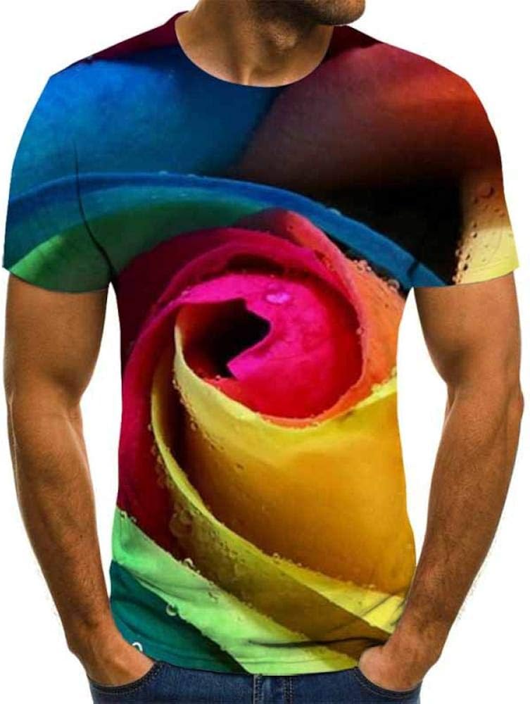 Herren 3D Print T-Shirt - Geometrisches Design, Atmungsaktiv & Stretchig