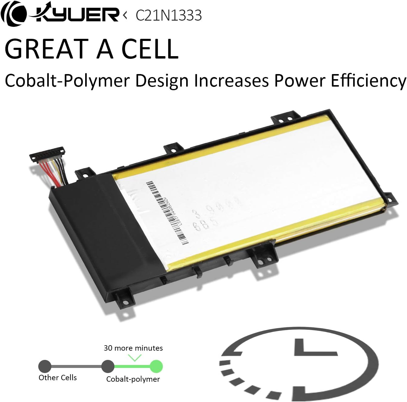 K KYUER 38Wh C21N1333 Laptop Battery for Asus Transformer Book Flip TP550L TP550LA TP550LAB TP550LD TP550LJ R554L R554LA X454 TP550LA-UH51T CJ004H CJ040H CJ090H TP550LD-CJ078H CJ060H CJ084H C21NI333 - Image 5