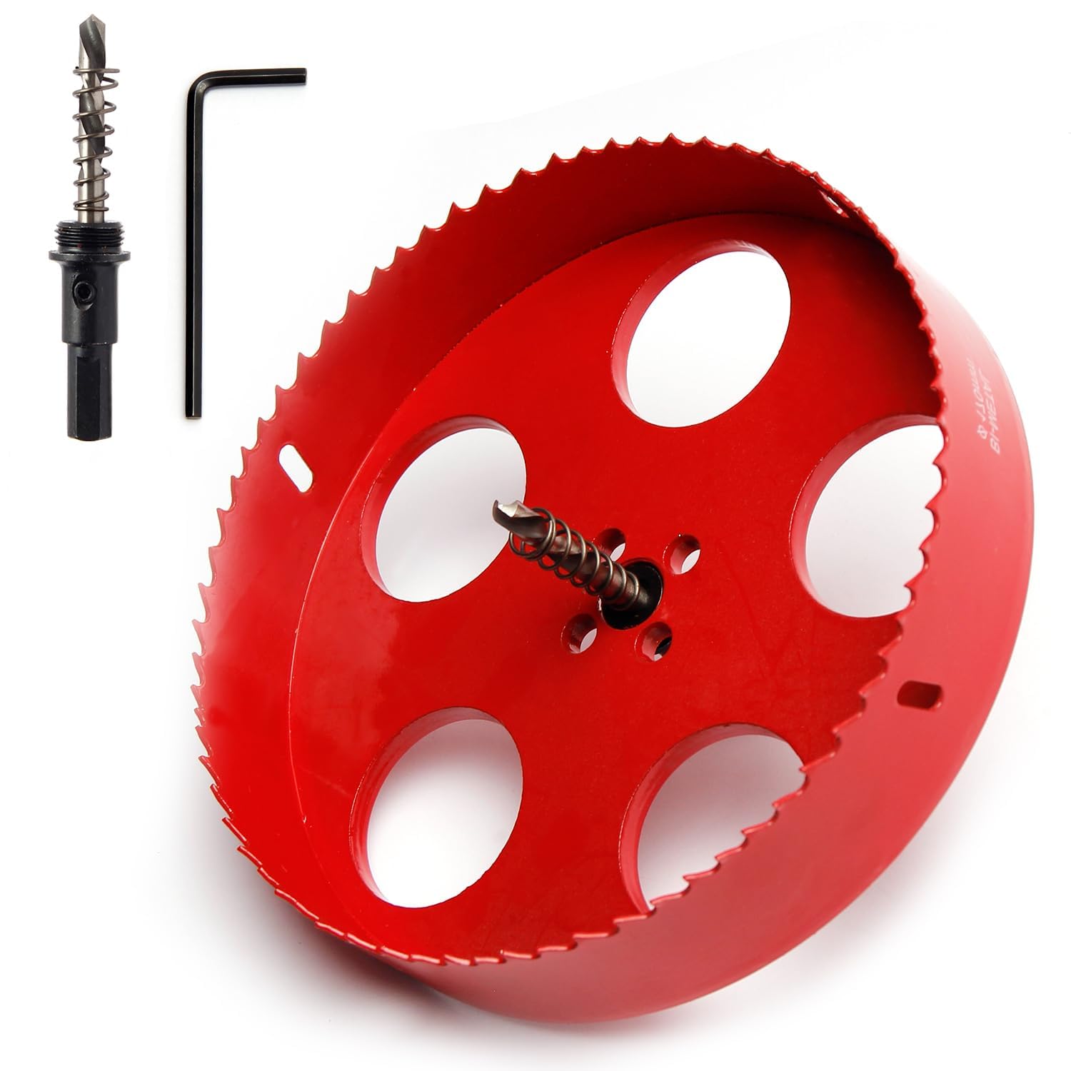 Utoolmart 175mm Dia Hole Saw Bi-metal Drilling Cutter M42 High Speed Steel Triangular Handle With Cutting Tooth Opener Drill Bit for Metal Steel Aluminium Pipe Wood Red 1pcs