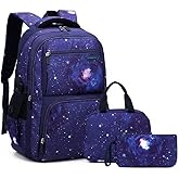 Galaxy-Print School-Bag Backpack for Boys Middle-School Elementary Bookbag