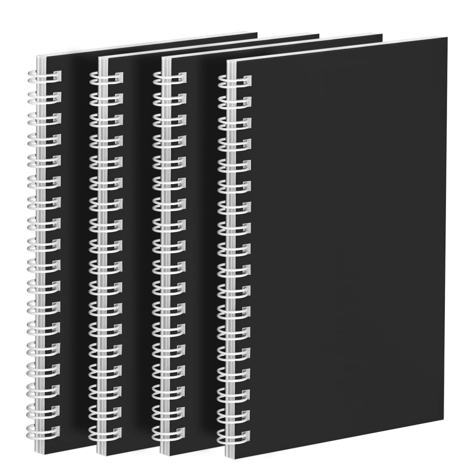 4 Pack Spiral Notebook A6 Wirebound Notebook Small Spiral Pocket Notepads College Ruled Mini Spiral Notepad A6 Spiral Lined Notebooks with 50 Sheets 100 Pages Black Cover for Office School Supplies