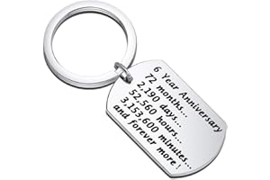 BEKECH Anniversary Keychain Happy 2rd 6th 7th Anniversary Keyring Gift Anniversary Keepsake
