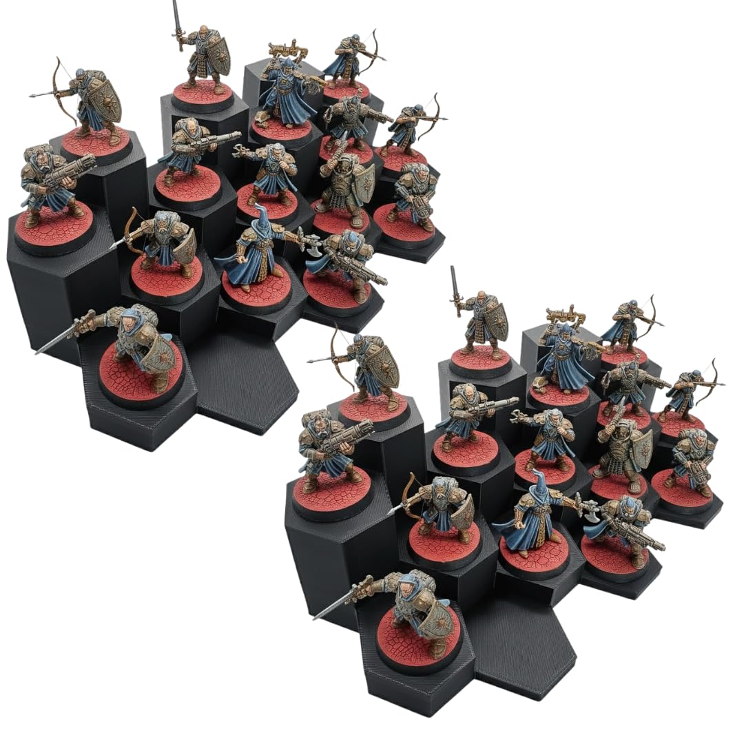 WarSplay Classic - Miniature Display Stand up to 32mm – Modular Model Rack for Painted Minis | Squad Tray & Hobby Organiser for Tabletop Skirmish Games (2 Pack)