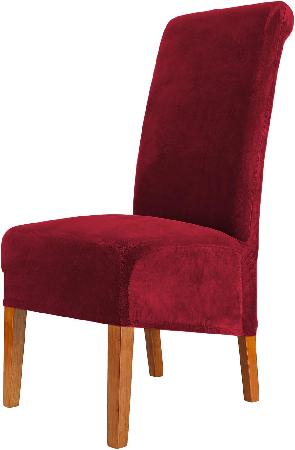CMAKER Velvet Dining Chair Covers Set of 4 Burgundy Large Stretch Slipcovers
