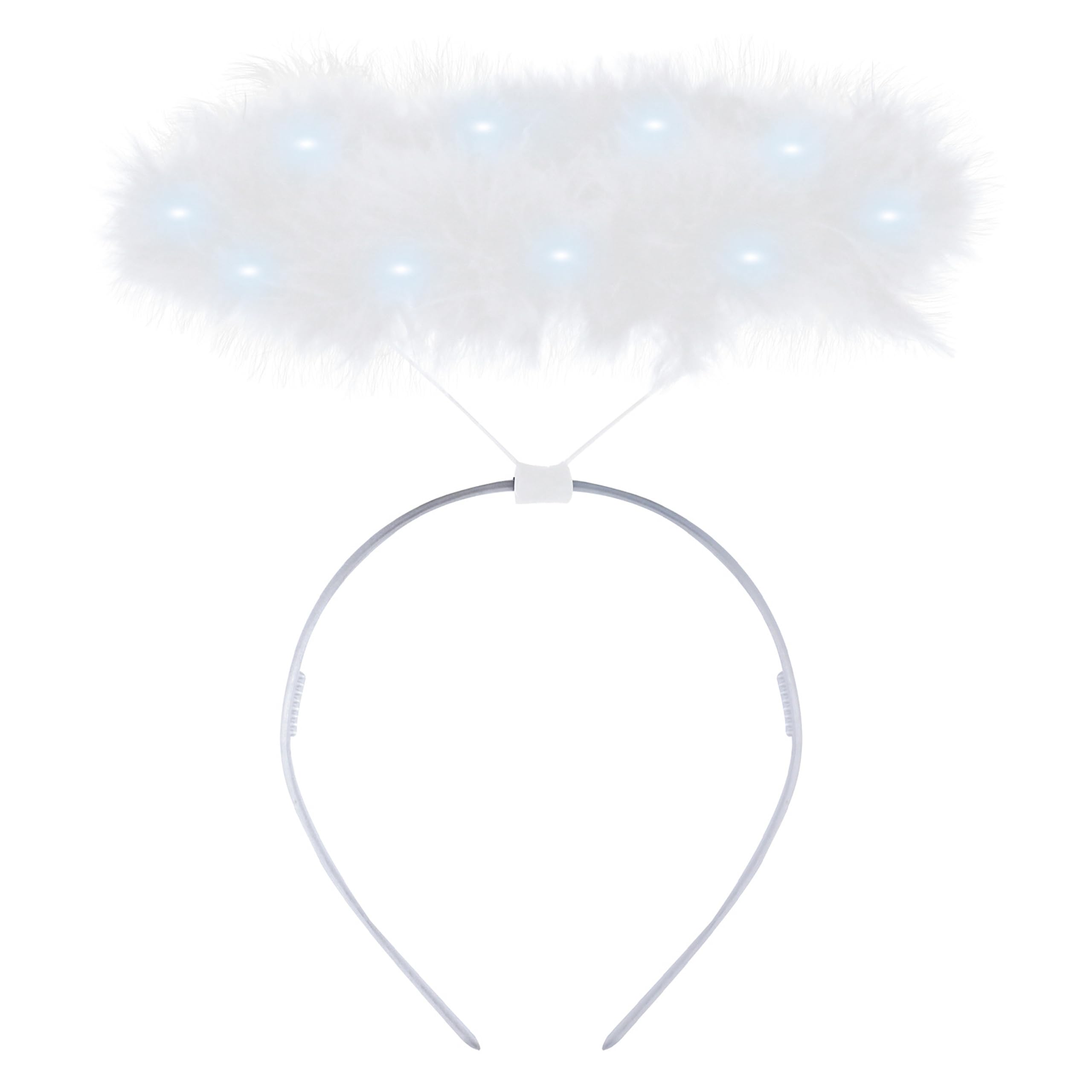 Lizzy | Angel Halo Headband | White, Small, Polyester | Light Up, One Size Fits Most, Battery Included, Modern Style | Dress Accessory for Parties, Halloween, Book Week