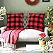 AerWo Buffalo Plaid Pillow Covers 18x18 Set of 2, Red and Black Buffalo Check Throw Pillow Covers, Cotton Linen Christmas Pillow Covers Cushion Cases for Christmas Winter Home Decorations