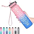 Hyeta 32 oz Water Bottles with Times to Drink and Straw, Motivational Water Bottle with Time Marker, Leakproof & BPA Free, Dr