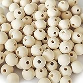 ZQYYQZ 150pcs 16mm Wood Beads, Unfinished Round Loose Natural Wooden Spacer Beads for DIY Crafts Party Garlands Home Decoration