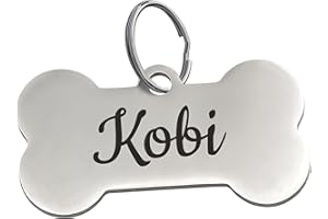 Stainless Steel Deep Laser-Engraved Dog ID Tag (Silver Stainless Steel, No Icon)