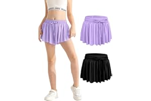 Alakuoti Girls Flowy Athletic Shorts with Pocket Drawstring 2 in 1 Quick Dry Butterfly Skirts for Running, Tennis, Dance