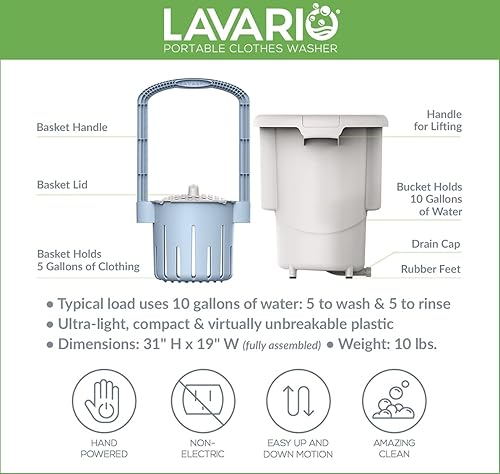 Lavario Portable Clothes Washer (Manual Non-Electric Portable