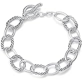 UNY JEWEL Twisted Cable Wire Link Chain Bracelet Two Tone Designer Brand Inspired Women Jewelry Valentine (2 Tone)