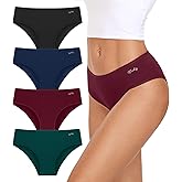 coskefy Womens Underwear Cotton Hipster Panties Soft Stretch Ladies Cheeky Bikini Briefs 4 Pack