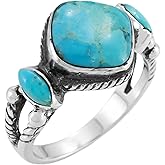 Turquoise Ring Sterling Silver 925 Genuine Gemstones Size 6 to 11