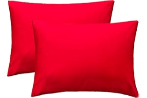 iMaylex Soft 100% Egyptian Cotton Zipper Closure Pillowcases, Cozy and Lightweight Pillow Case,Christmas Decor,Set of 2, Red, Standard, 20" x 26h