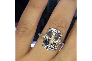 GUIDECUN 5.0ct Classic Shiny Oval Cut Cubic Zirconia Engagement Rings Solitaire Halo Promise Ring for Women Size 6-10 (US Size 10)