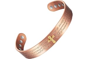 EnerMagiX Copper Bracelets for Men Women,6.69in Pure Copper Adjustable Christian Magnetic Bracelet, Fashion Jewelry Gifts (2053)