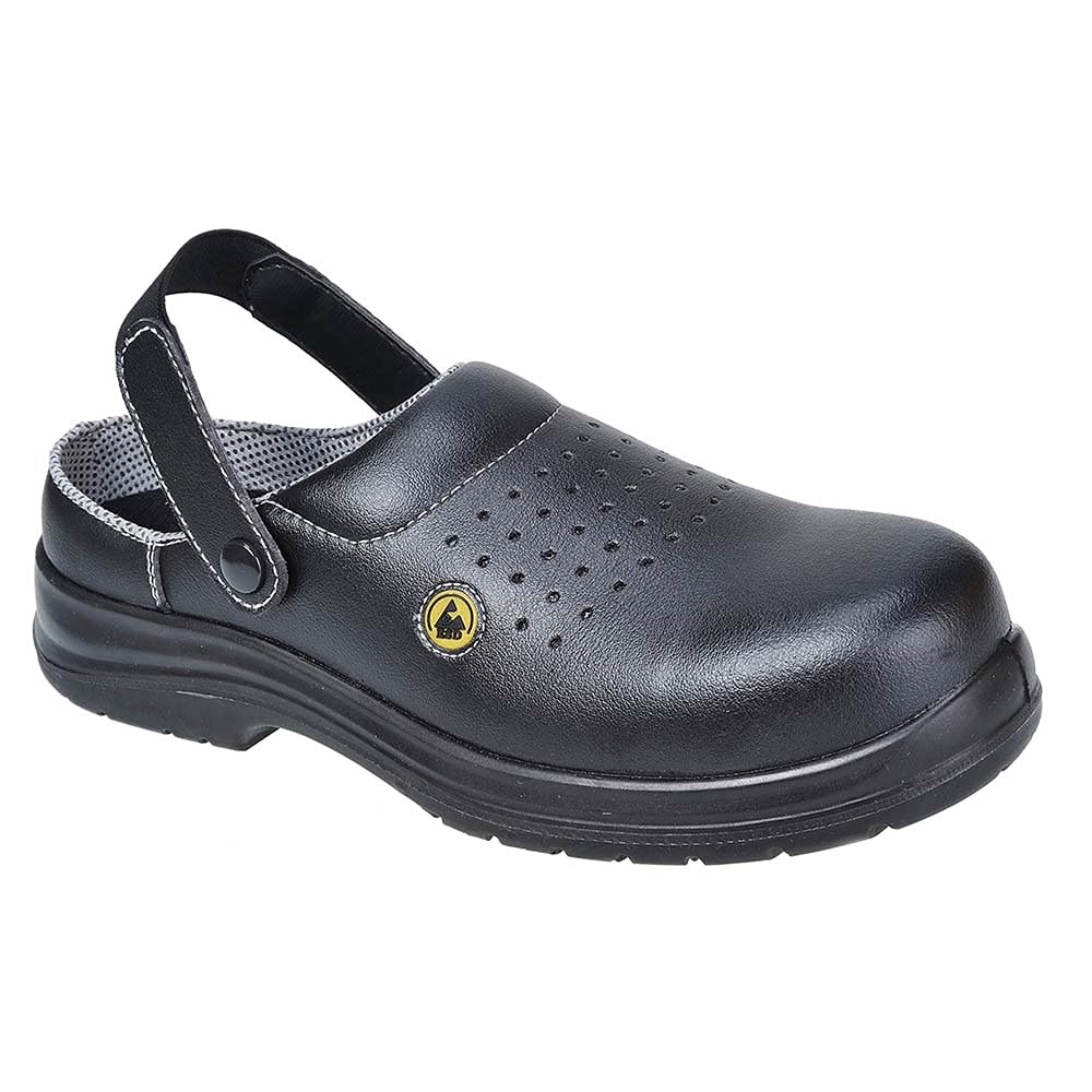 Portwest Portwest Compositelite ESD Perforated Safety Clog SB AE Size: 46 Colour: Black FC03BKR46