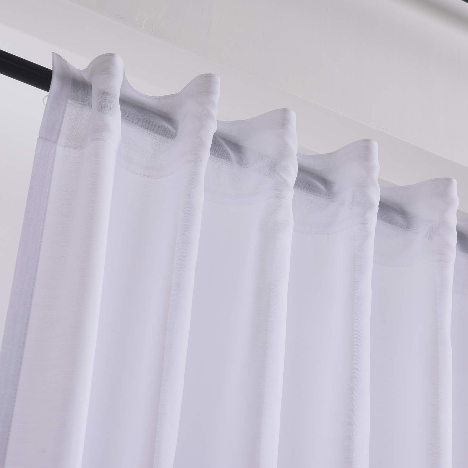 Megachest cotton look voile sheer slot top curtain a pair (cotton-look snow white, 56" wideX48 drop), W 56" x L 48" (2 Panels) - Image 3