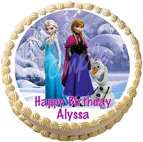 Frozen Anna Elsa Olaf Edible Frosting Cake Topper - 7.5" Round
