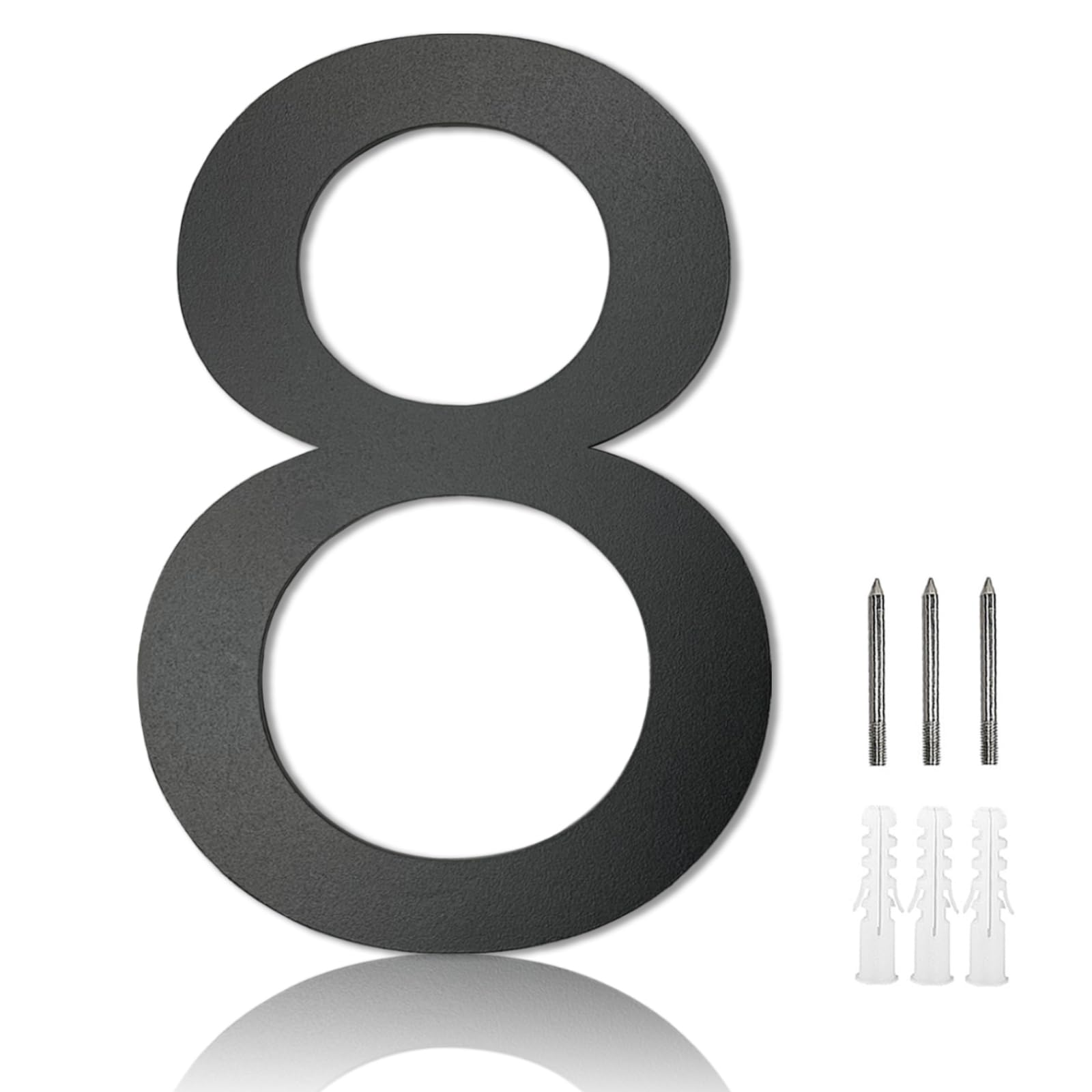 MOLVCE 8 inch Large House Number for Outside Floating, Anthracite Solid Stainless Steel RAL 7016 Anthracite Door Number Fine Structure Powder Coated, Sign Screw On, Font Arial - Number 8