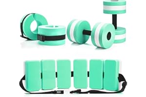 Motionchic 5 Pcs Aquatic Exercise Set Including 2 Ankle Swimming Weights 2 Lightweight Aquatic Exercise Dumbbells and Swim Belt Pool Exercise Equipment for Aquatic Aerobics Exercise