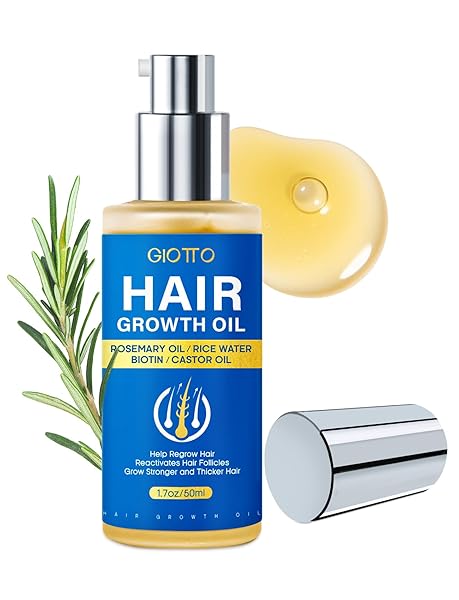 GIOTTO HAIR GROWTH SERUM WITH BIOTIN, ROSEMARY, BATANA OIL, CASTOR OIL & RICE WATER, LIGHTWEIGHT AND NATURAL FORMULA REDUCES HAIR LOSS, NOURISH SCALP, EFFECTIVE HAIR THICKENING FOR WOMEN MEN