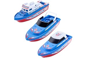 NEXTAKE 3PCS Electric Marine Patrol Boat Water Toy, Coast Guard Vessel Toy Police Speedboat Ship Model Toy Speed Boat Toy Yacht Ship Bath Toy with Siren and Light (Blue)