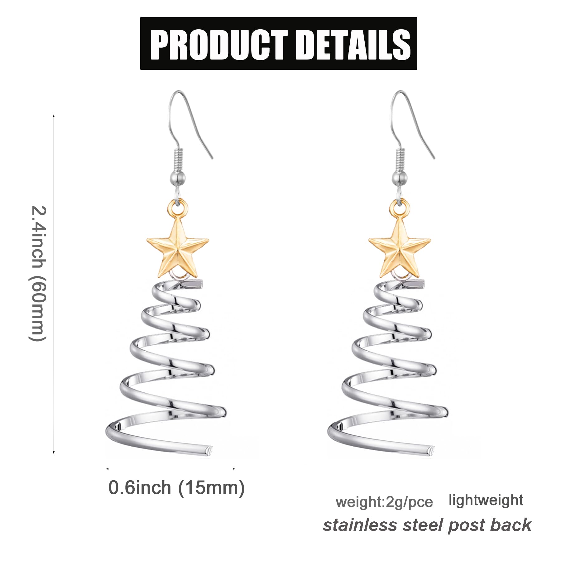 Canboer Holiday Earrings Handmade Christmas Tree Earrings Silver Xmas Festive Thanksgiving Dangle Earrings for Women