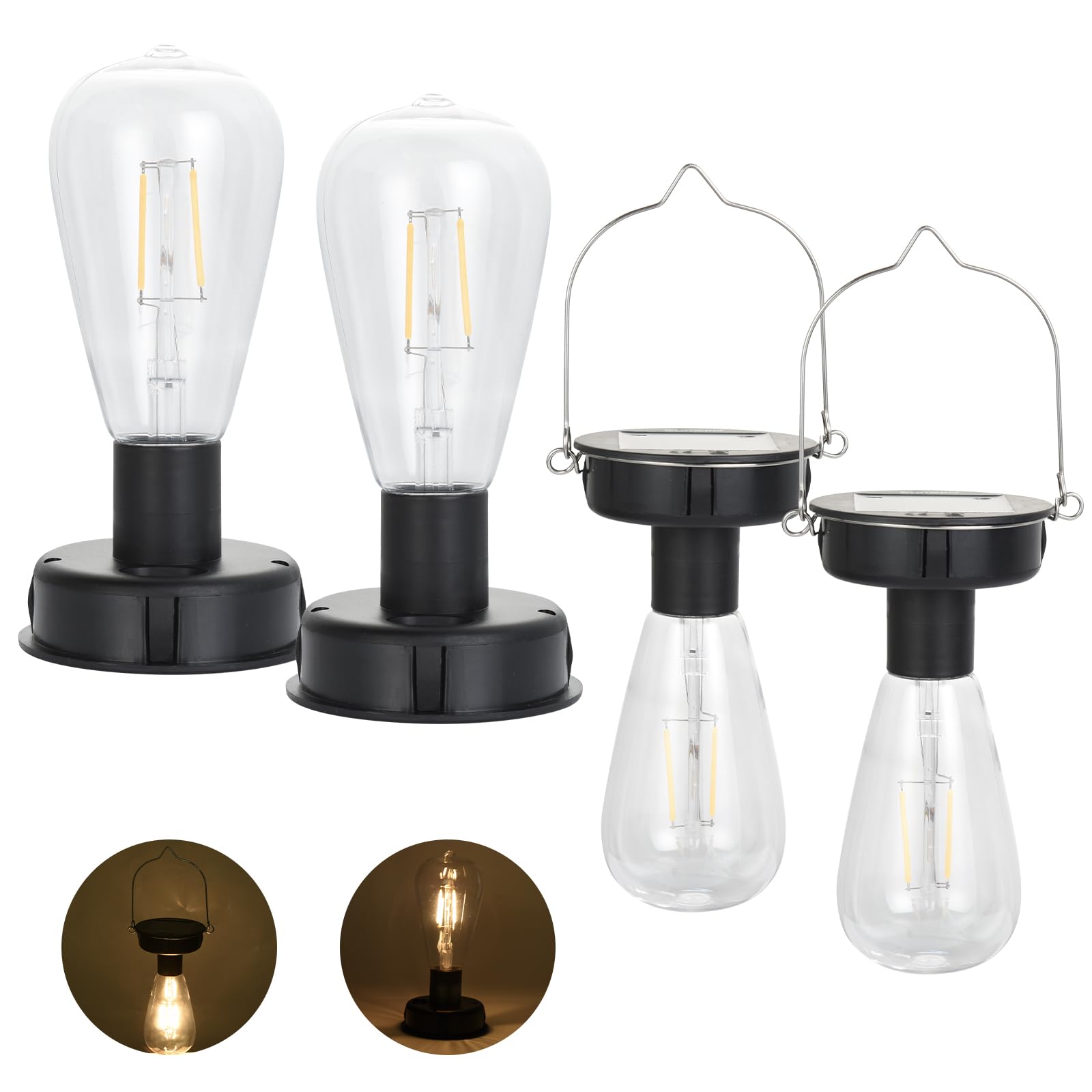 Photo 1 of ** ONLY ONE**ELUTENG 4 Pack Solar Hanging Lights Replacement Top with Bulb 3.15 Inch Solar Light Replacement Top Part with Bulbs Waterproof Solar Lantern Accessories Tools for DIY Outdoor Lanterns