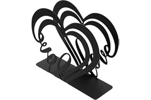 TOYANDONA Valentine’S Day Metal Napkin Holder Stand with Hollow Heart Design, Black Vintage Napkin Storage