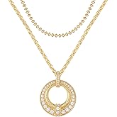 MEVECCO Layered Circle Necklace Stack Handmade 18k Gold Plated Dainty Gold Layering Charm Choker Pendant Necklace Set for Women Personalized Jewelry Gift