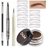 Brow Pomade Kit for Women, Waterproof Eyebrow Color Kit with 10 Stencils, Pencil, Brush &amp; Eyeliner, Easy Brow Shaping &amp; Filling Makeup