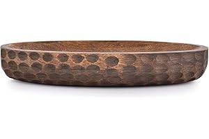 Samhita Mango Wood Decorative Bowl Home Decor Home Decorative Centerpiece Farmhouse Country, Restaurant, Café (14" x 6" x 2.3