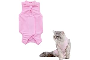 FRENFLU Cat Recovery Suit, Cat Surgery Recovery Suit for Surgical Abdominal Wounds, E-Collar Alternative for Cats and Dogs, After Surgery Wear, Cat Onesie for Cats After Surgery (Pink, Small)