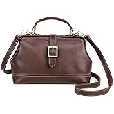 CONTACTS Genuine Leather Doctor Bag for Women Top Handle Purse Satchel Handbag Vintage Shoulder Bag