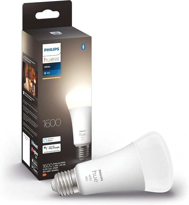 Philips Hue White E27 LED Bulb 1600lm Dimmable Bluetooth App Ready