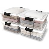 HOMZ Clear Plastic Storage Bins with Latching Lids, 15.5 Qt, Gray, 4 Pack | Stackable Container Set for Home, Office Shelves, Kitchen, Garage, and Bathroom Organization