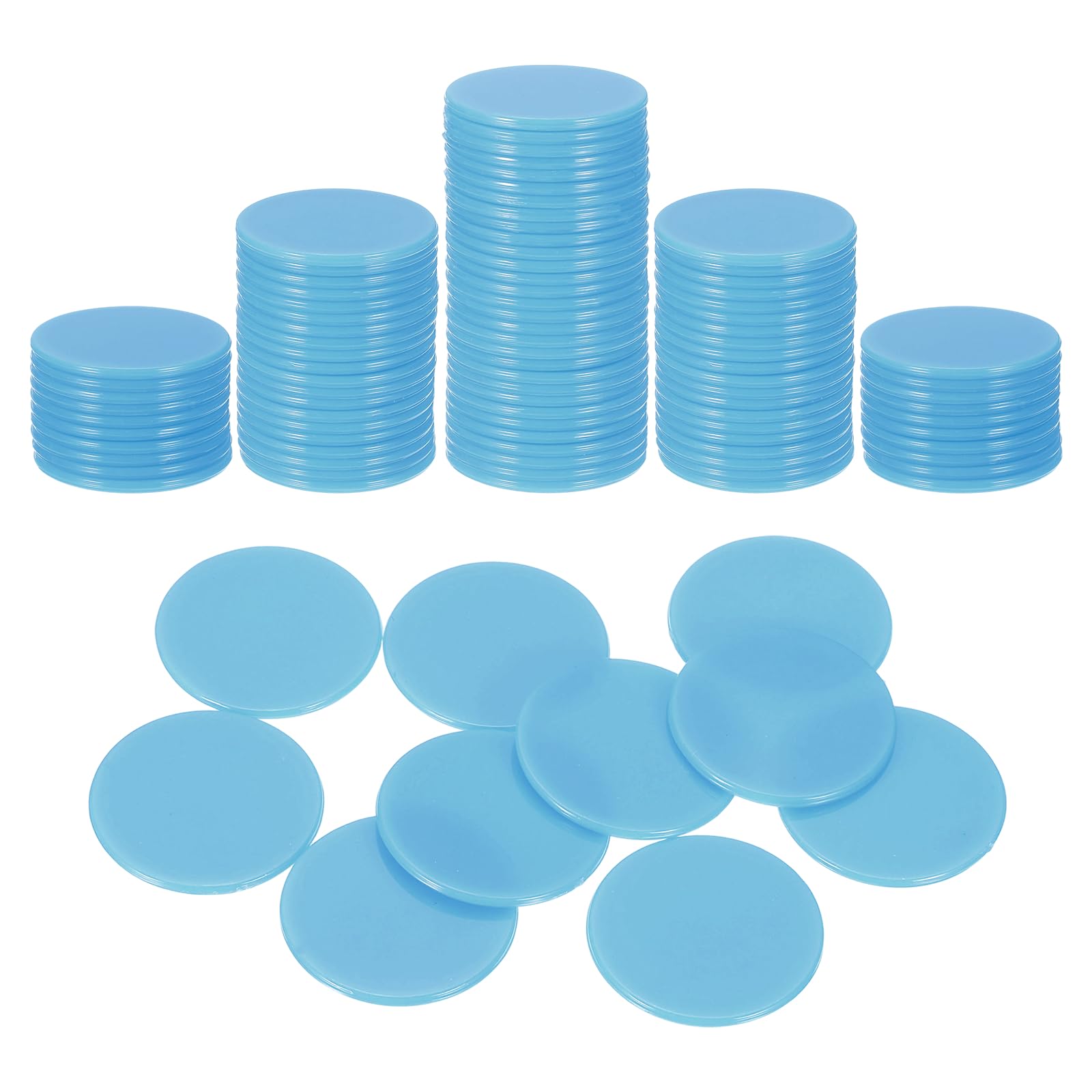 sourcing map 100Pcs 1.2 Inch Poker Chips, Plastic Bingo Chips Learning Counters Counting Counters Disks Markers Opaque Game Tokens for Game Play Math Counting, Blue, Flat