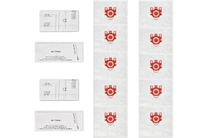 10 pcs Amyehouse FJM AirClean 3D Efficiency Miele Vacuum Replacement Cleaner Bags, with 2 Motor Protection Filters & 2 AirCle
