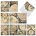 The Best Card Company - 10 Assorted Blank All Occasions Notecards Box Set 4 x 5.12 Inch w/Envelopes Vintage Art Map for Men, Women, Variety Pack (10 Designs, 1 Each) - Topographics M2341OCB