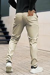 GINGTTO Leather Pants for Men Slim Fit Chinos for