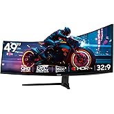 Gawfolk 49 Inch Curved Gaming Monitor, 5120x1440 Dual QHD, 120Hz, 1500R, AMD FreeSync, 32:9, Height Adjustable Ultra-Wide Computer Screen for Multitasking