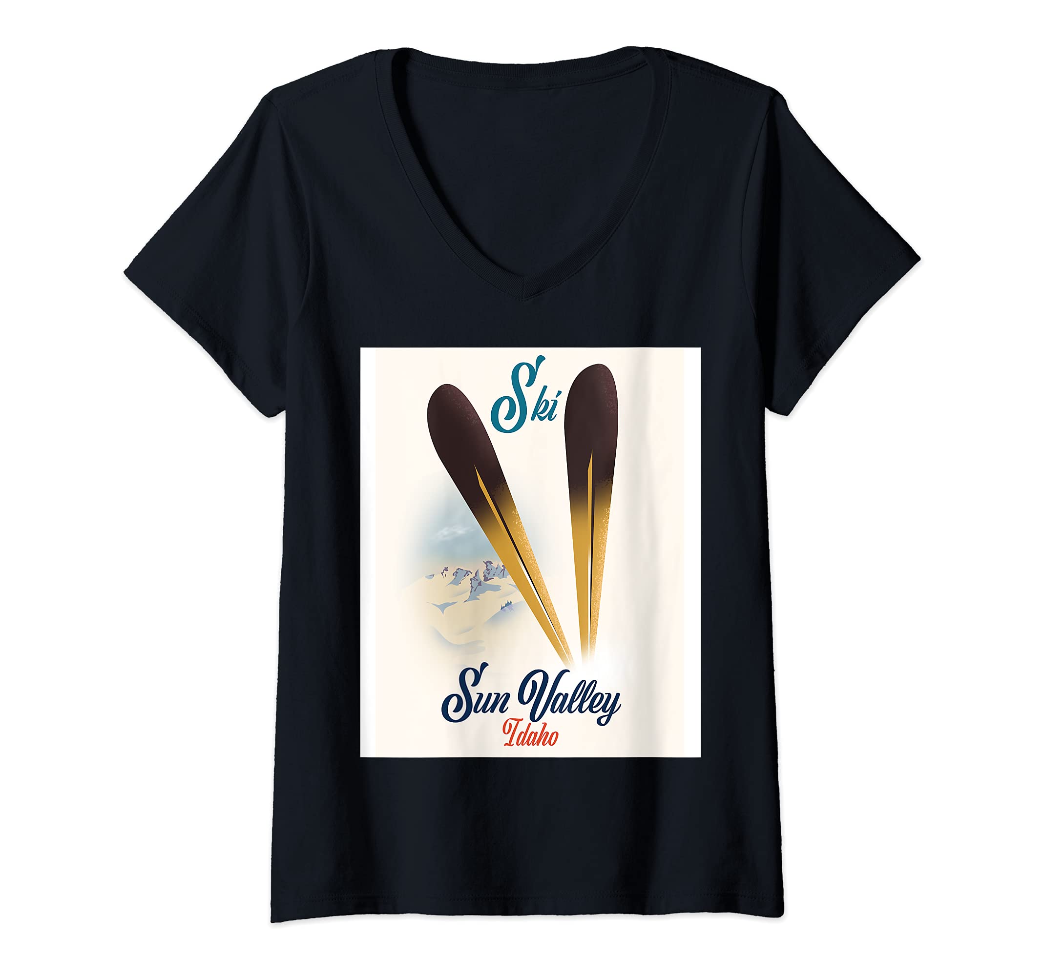 Womens Ski Sun Valley Idaho V-Neck T-Shirt