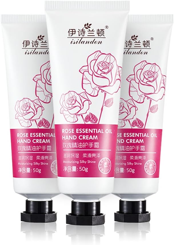 ISILANDON Rose Essence Oil Hand Cream Hand Care Moisturizing Nourishing Anti Aging Anti Wrinkles Skin Care 3 PCS
