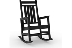 Outdoor Rocking Adirondack Chair, HDPE Poly High Back Porch Rocker for Adults, All-Weather Patio Furniture for Deck, Lawn and