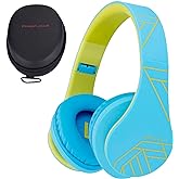 PowerLocus Kids Headphones Over-Ear, Bluetooth Wireless Headphones for Kids,with Microphone, Safe 85DB Volume Limited, Foldable with Carry Case, Audio Cable, Micro SD mode for Online Classes,PC,Phones