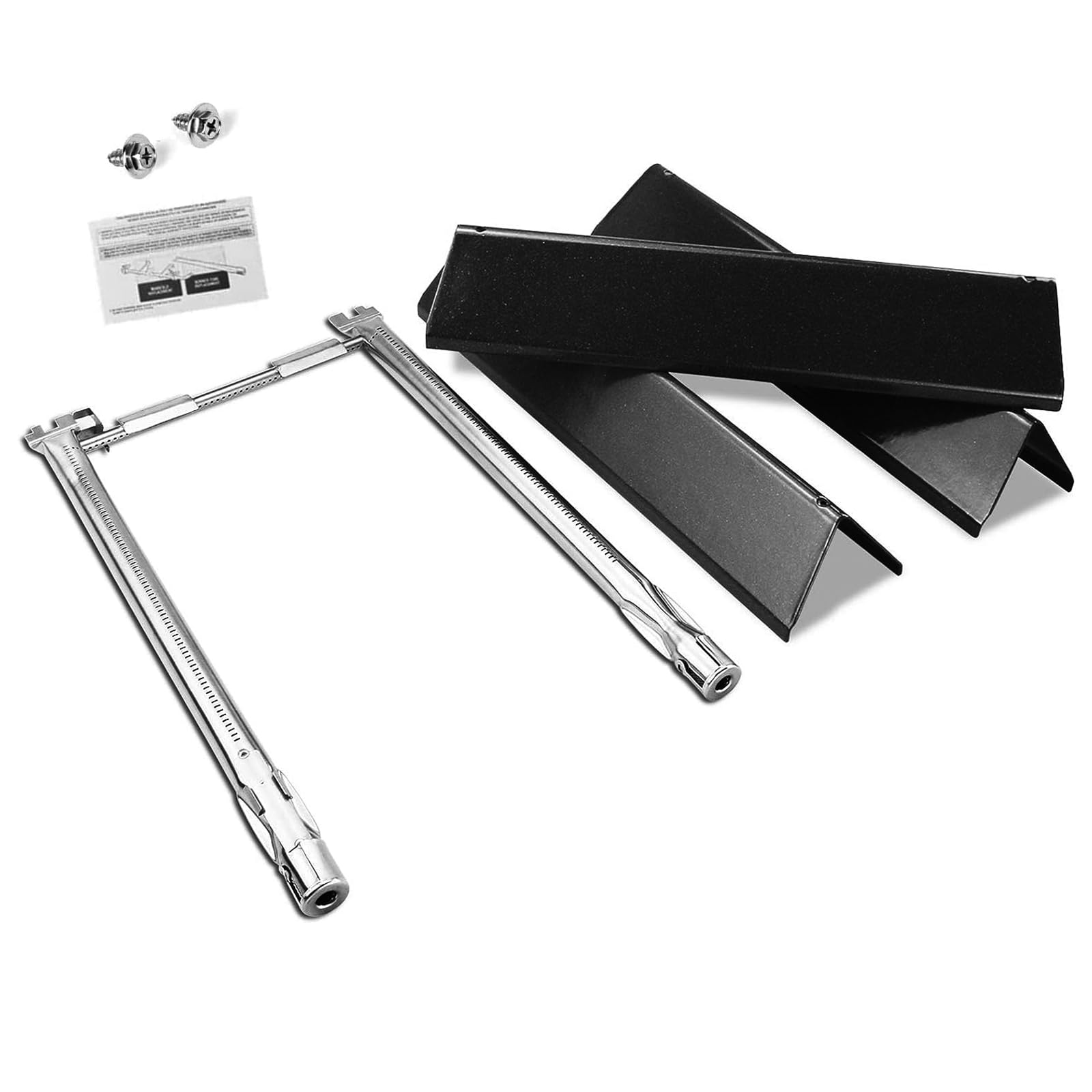 GFTIME 7635 Flavorizar Bars & 69785 Burner for Weber Spirit I & II E210, E220, S210, S220 Gasgrill with Front Control Knobs 2013-2016, Porcelain Steel Flavor Bars & Stainless Steel Burner Spare Parts